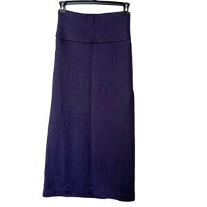 Free People Beach Skirt Size Small Sweater Maxi Pull On Fitted Stretch Navy Blue